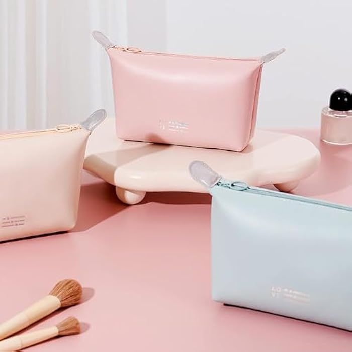 STRIPES Small Makeup Organizer - Waterproof Cosmetic Bag with Zipper, Portable Makeup Pouch, Light Pink, S, Luggage - Image 4